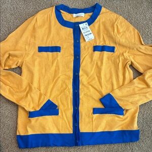 Charter Club Yellow and Blue Cardigan